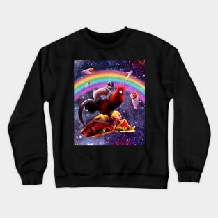 Space Pug Riding Chicken Unicorn - Taco & Burrito Crewneck Sweatshirt